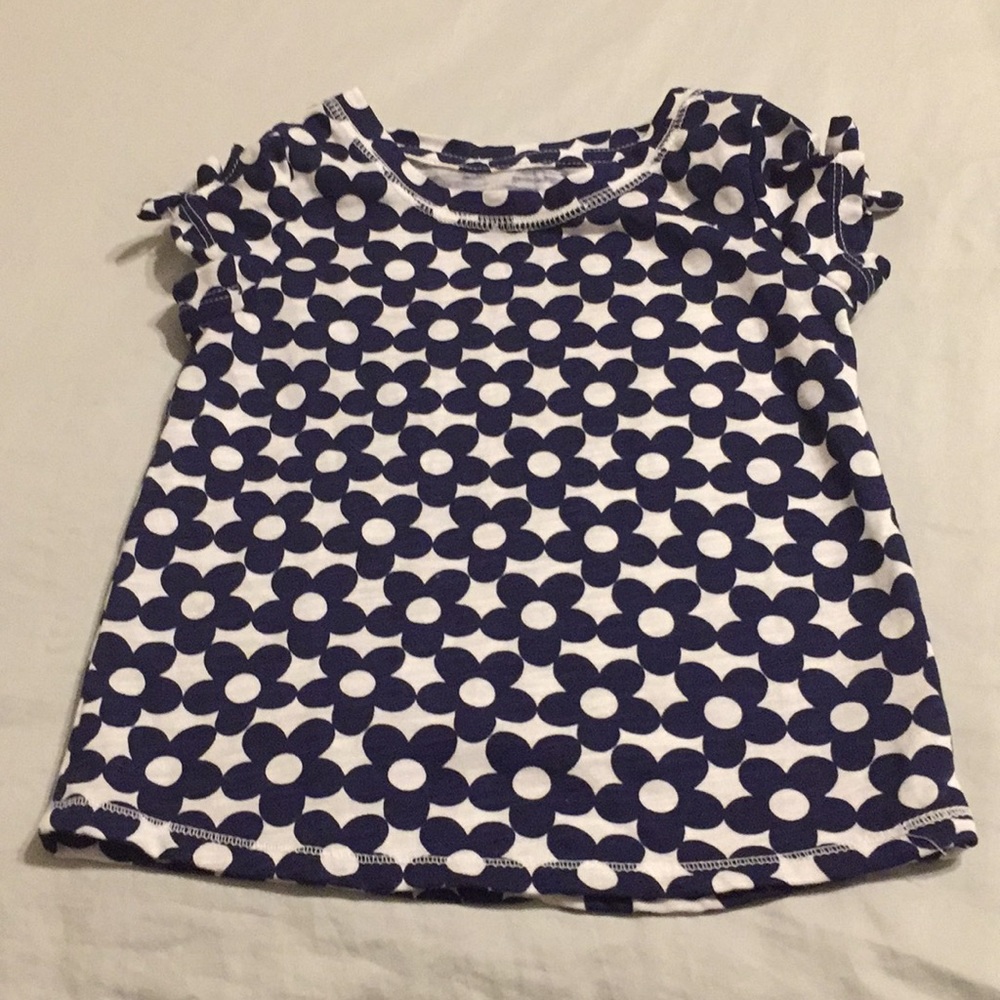 3T white and navy blue floral shirt